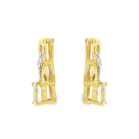 March Birthstone Aqua Infinity Style Earring with 0.05TDW Diamond Accent set in 10k Yellow Gold