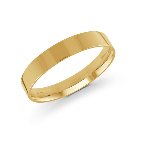 10, 14 Karat Yellow Gold 4mm High Polish Flat Comfort Fit Wedding Band