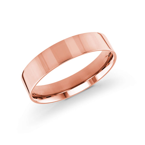 10, 14 Karat Pink Gold 5mm High Polish Flat Comfort Fit Wedding Band