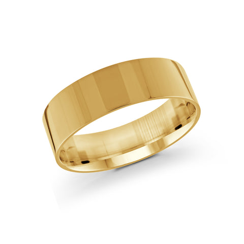 10, 14 Karat Yellow Gold 7mm High Polish Flat Comfort Fit Wedding Band