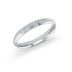 10, 14 Karat White Gold 3mm high polish rounded dome light comfort fit wedding band