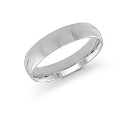 10, 14 Karat White Gold 5mm high polish rounded dome light comfort fit wedding band