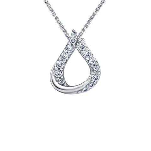 Delicate 10K White Gold Pear Shaped Diamond Pendant with 0.20TDW