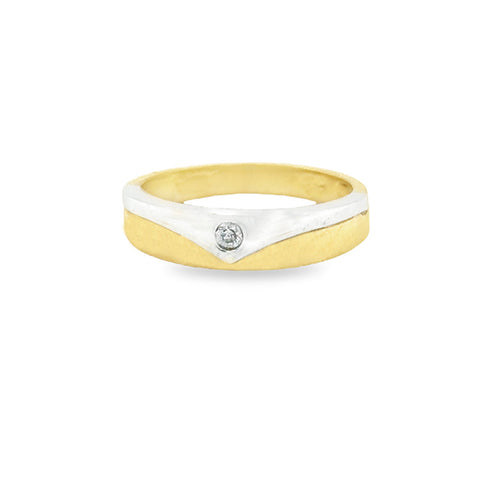 10K Yellow & White Gold 0.035TDW Women's Diamond Band