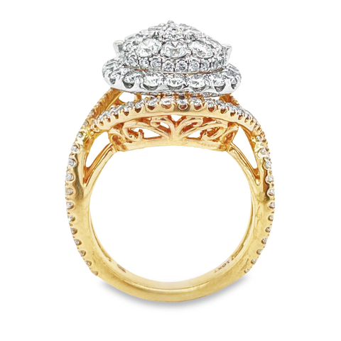 10K Yellow and White Gold 3.70TDW Diamond Pear Shape Halo Engagement Ring