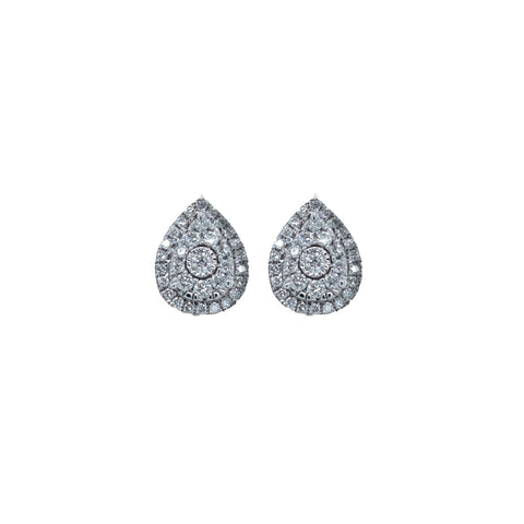 10k White Gold 1.00TDW Diamond Pear Shape Cluster Earrings