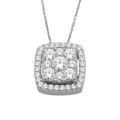14K White Gold Diamond Halo Pendant with 0.33 Total Diamond Weight