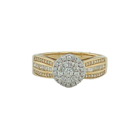 10K Yellow Gold 0.50TDW Diamond Double Halo Engagement Ring