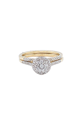 10K Yellow Gold 0.25TDW Diamond Double Round Halo Wedding Set