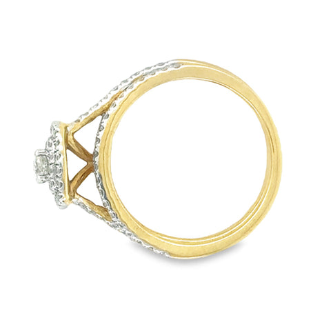 1.00TDW Diamond Bridal Set with Pave Band in 10K Yellow Gold