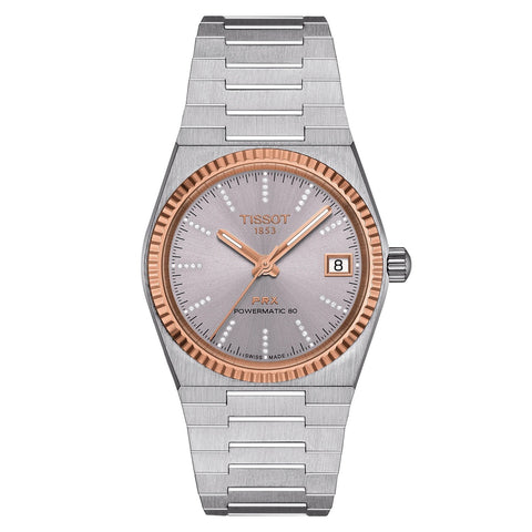 Tissot PRX 35mm Powermatic 80 Steel And 18K Gold Bezel Automatic Women's Watch T9312074133600