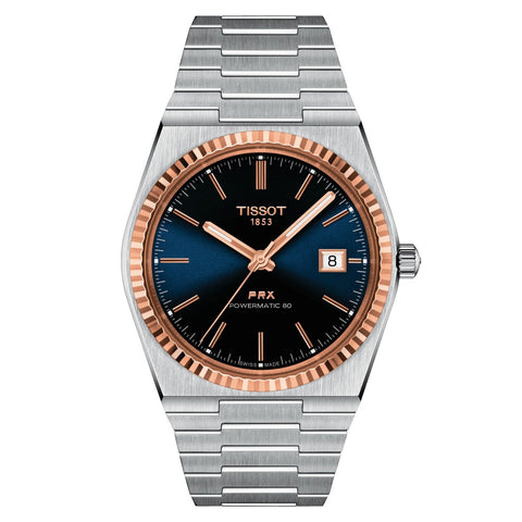 Tissot PRX Powermatic 80 18K Gold bezel Automatic Men's Watch T9314074104100