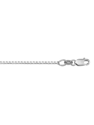 10k, 14k White Gold Solid Box Link 1.3 mm Italian Chain