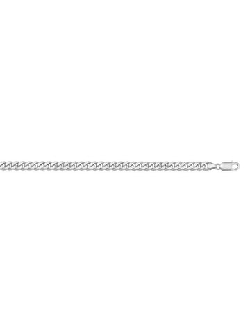 10k, 14k White Gold Flat Beveled Link Curb 3.3 mm Italian Chain