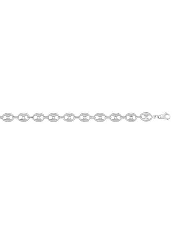 14 Karat White Gold Hollow Puffed Anchor 5.0 mm Italian Bracelet