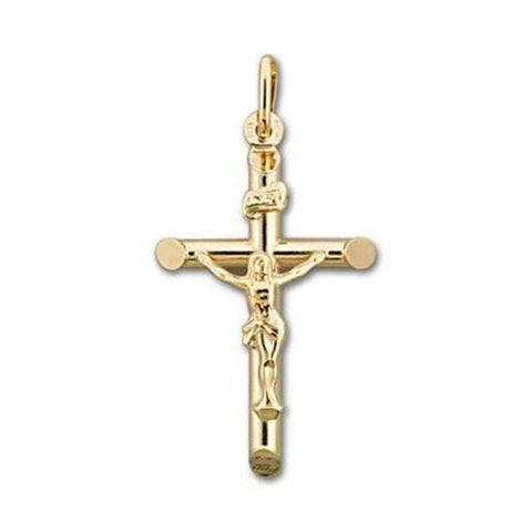 10k, 14k Yellow Gold Religious Italian Cross With Crucifix