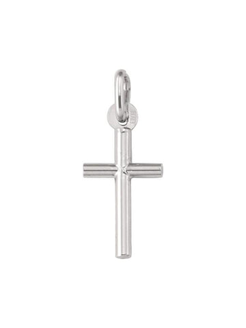 10, 14 Karat White Gold Religious Classic Italian Cross Pendant