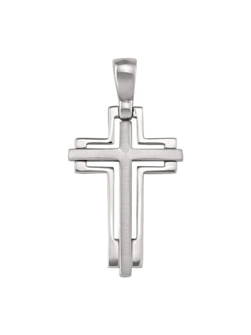 14k White Gold Fancy Religious Italian Cross