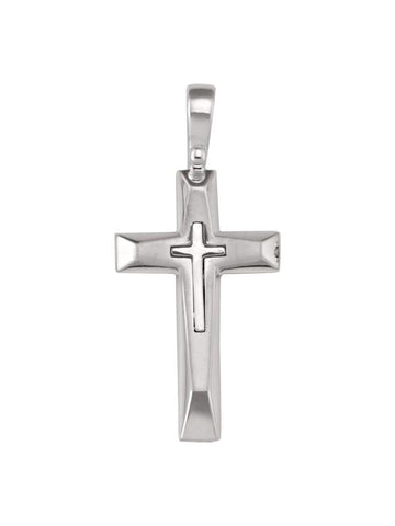 14k White Gold Fancy Religious Italian Cross
