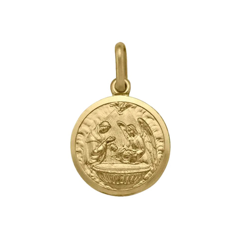 10, 14 Karat Yellow Gold Solid Baptism Medalion