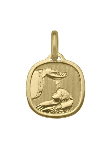 10, 14 Karat Yellow Gold Solid Baptism Medalion
