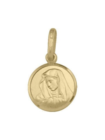 10, 14 Karat Yellow Gold Very Small Solid Madonna Medalion.