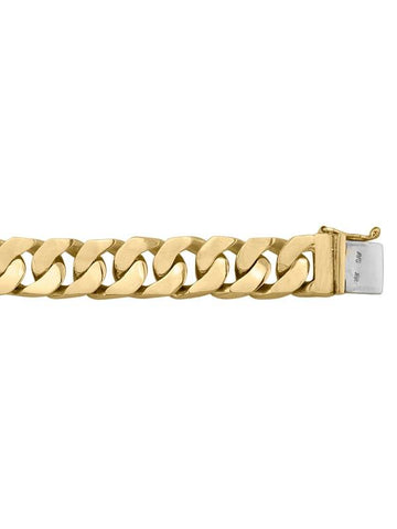10, 14 Karat Yellow Gold Square Link Curb 11.4 mm Bracelet
