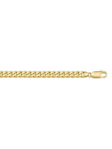 10k, 14k Yellow Gold Solid Flat Beveled Link Curb 5.4 mm Italian Bracelet