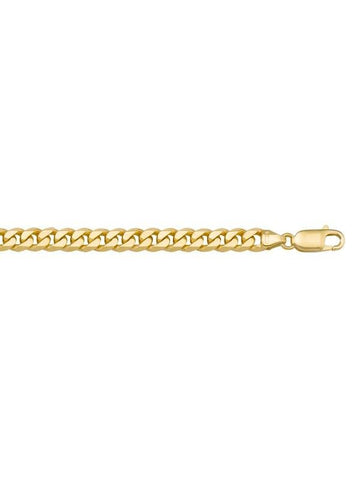 10k, 14k Yellow Gold Solid Flat Beveled Link Curb 6.0 mm Italian Bracelet