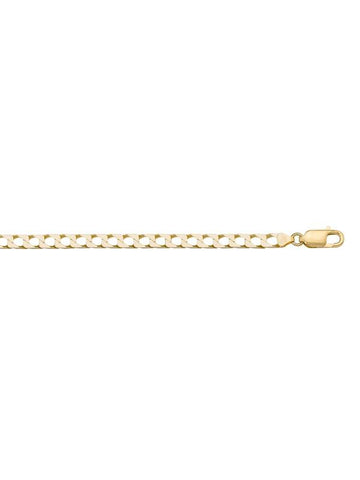 10k, 14k Yellow Gold Squared Link Curb 3.4 mm Italian Chain