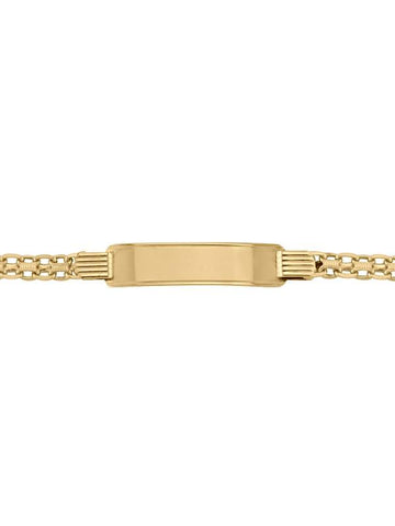 14 Karat Yellow Gold Solid Bismark 5.0 mm Italian Mens Id Bracelet