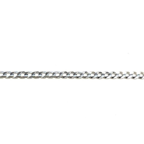 10k, 14k White Gold Solid Open Link Curb 3.0 mm Italian Anklet