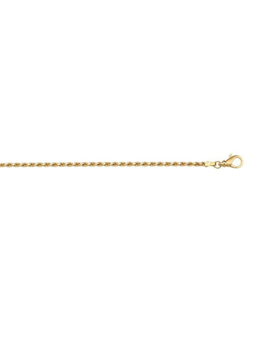 10, 14 Karat Yellow Gold Solid Diamond Cut Rope 1.3 mm Italian Bracelet