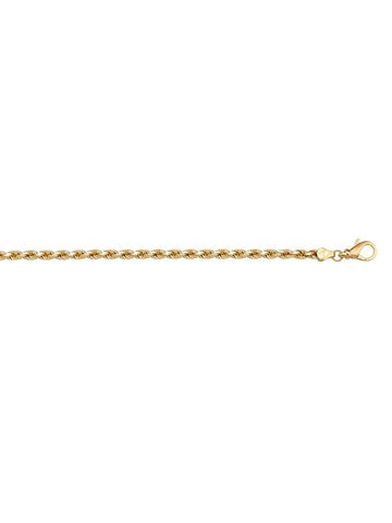 10k, 14k Yellow Gold Solid Diamond Cut Rope 1.8 mm Italian Chain