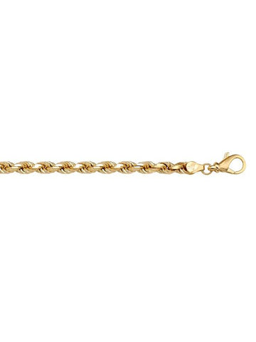 10k, 14k Yellow Gold Solid Diamond Cut Rope 3.5 mm Italian Chain