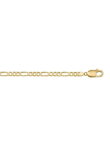 10, 14 Karat Yellow Hollow Figaro 5.4 mm Italian Bracelet