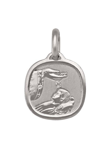 10, 14 Karat White Gold Solid Baptism Medalion