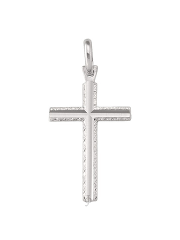 10, 14 Karat White Gold Religious Classic Italian Cross