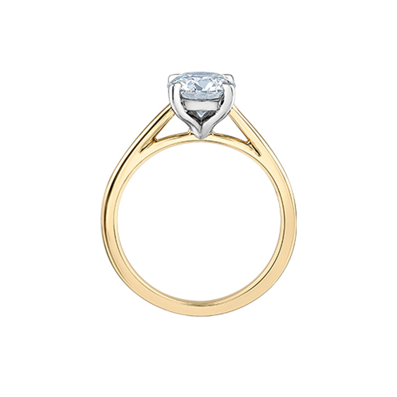 1.00CT Round Lab Grown Diamond Solitaire Ring in 14K Yellow &amp; White Gold