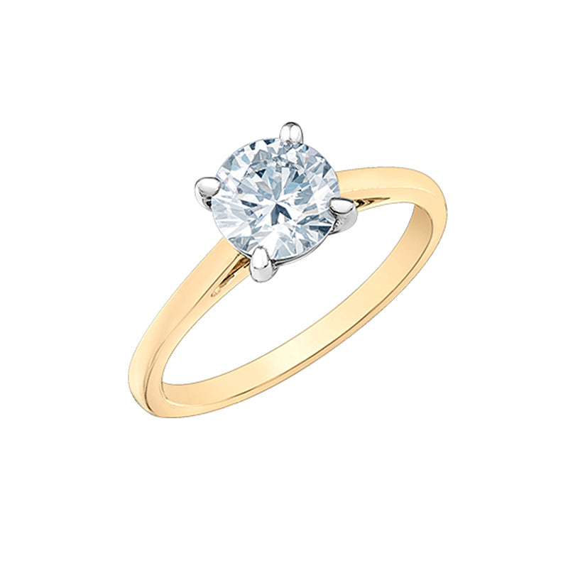 1.00CT Round Lab Grown Diamond Solitaire Ring in 14K Yellow &amp; White Gold