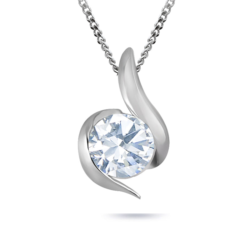0.085CT Diamond With 10K White Gold Solitare Pendant