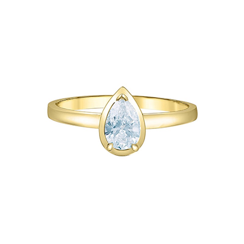 0.50CT Lab Grown Diamond Pear Shape Ring in 10K Yellow Gold