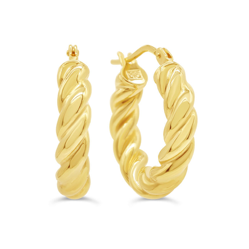 10K Yellow Gold Twisted Hoop Earrings