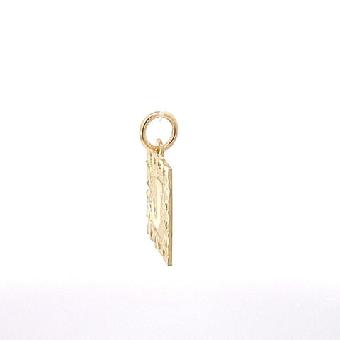Initial Letter J Square Pendant in 10K Yellow Gold