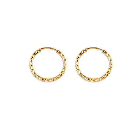 10K Yellow Gold 15MM Dazzles Hoop Earrings