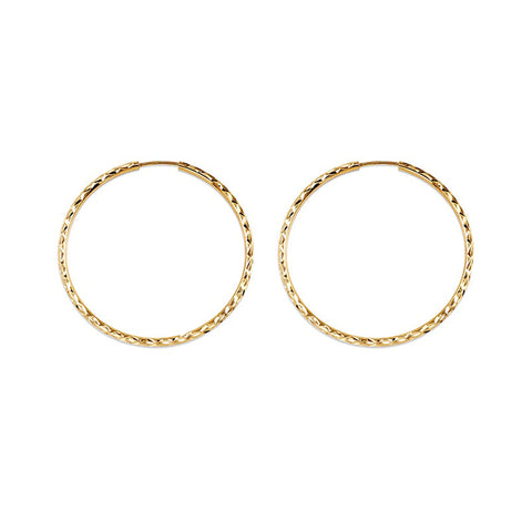 10K Yellow Gold 30MM Dazzles Hoop Earrings