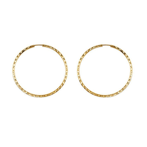 10K Yellow Gold 35MM Dazzles Hoop Earring