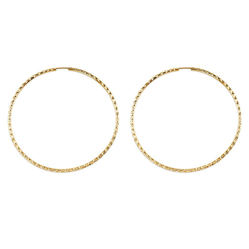 10K Yellow Gold 55MM Dazzles Hoop Earring