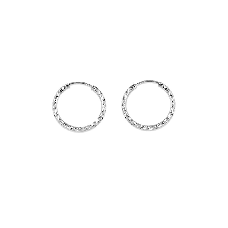 10K White Gold 15MM Dazzles Hoop Earrings