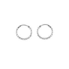 10K White Gold 15MM Dazzles Hoop Earrings